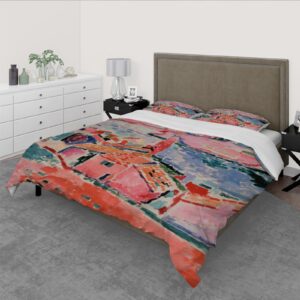 HOBBOY Bright Watercolor Bedding Sets 3 Piece 1 Duvet Cover with Zipper Ties 2 Pillowcases Henri Matisse Painting Art Soft Duvet Cover Set Twin Size