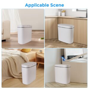 Knuidrte Bathroom Trash Can with Lid, 3.7 Gallon Waterproof Garbage Can, Electric Smart Sensor Touchless Trash Can with 40pcs Trash Bags, Ideal for Bathroom, Kitchen, Living Room