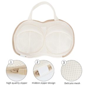 DESONAUT 2Pcs Bra Wash Bags for Laundry Lingerie Brassiere Bag bra washing protector holder for Washing Machine Beige(A to C Cups)