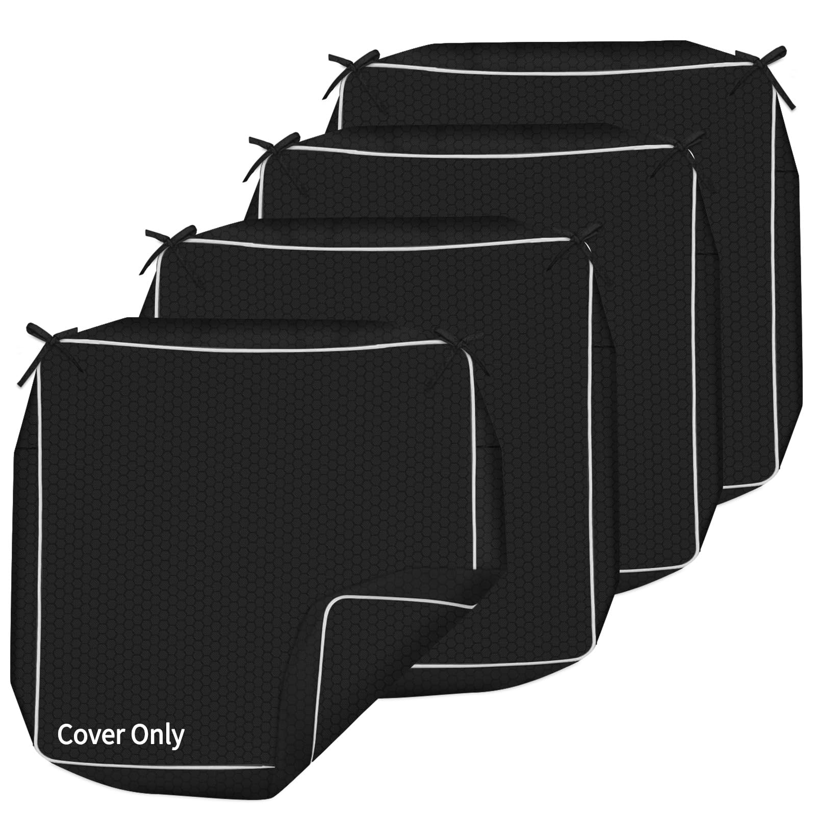 COSHNIBI Outdoor Cushion Covers 24'' X 24'' X 4'', Water Resistant Patio Seat Cushion Slipcovers Replacement, Anti-UV Cushion Cover for Sofa, Couch & Lounge Seat - 4 Pack, Covers Only, Black