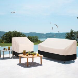 BOLTLINK Patio Furniture Covers Waterproof, Heavy Duty 3-Seater Outdoor Sofa Cover Fits up to 85W x 37D x 35H inches, White & Black