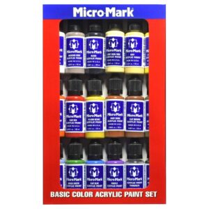 Micro-Mark Basic Color Model Paint Set - Versatile Paint Set for Models, Miniatures, Game Figures, Canvas, and Crafts