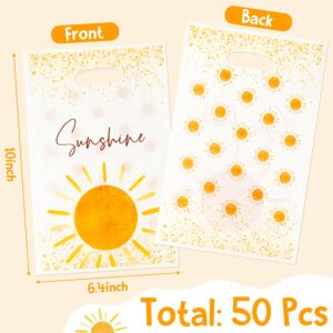 BZaber Boho Sun Party Favor Bag - 50Pcs Sunshine Gift Plastic Bags First Trip Around the Sun Party Favor Bags Groovy Hippie Boho Treat Bag for Kids Sunshine Party Decor Birthday Candy Bags Baby Shower