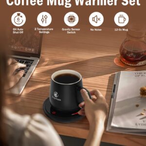 Coffee Mug Warmer & Mug Set with 2 Temp Settings, Coffee Lovers Present for Women Men, Coffee Cup Warmer with Auto Shut Off, Coffee Warmer for Christmas Day, Birthday, Valentine's Day Present