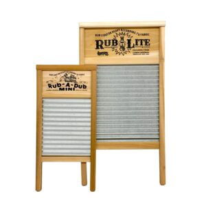 Lehman's Galvanized Steel Manual Washboard, Rub-A-Dub, Wavy, V Crimp, for Function, Decor, or Music, Small 18 in x 8.5 inches