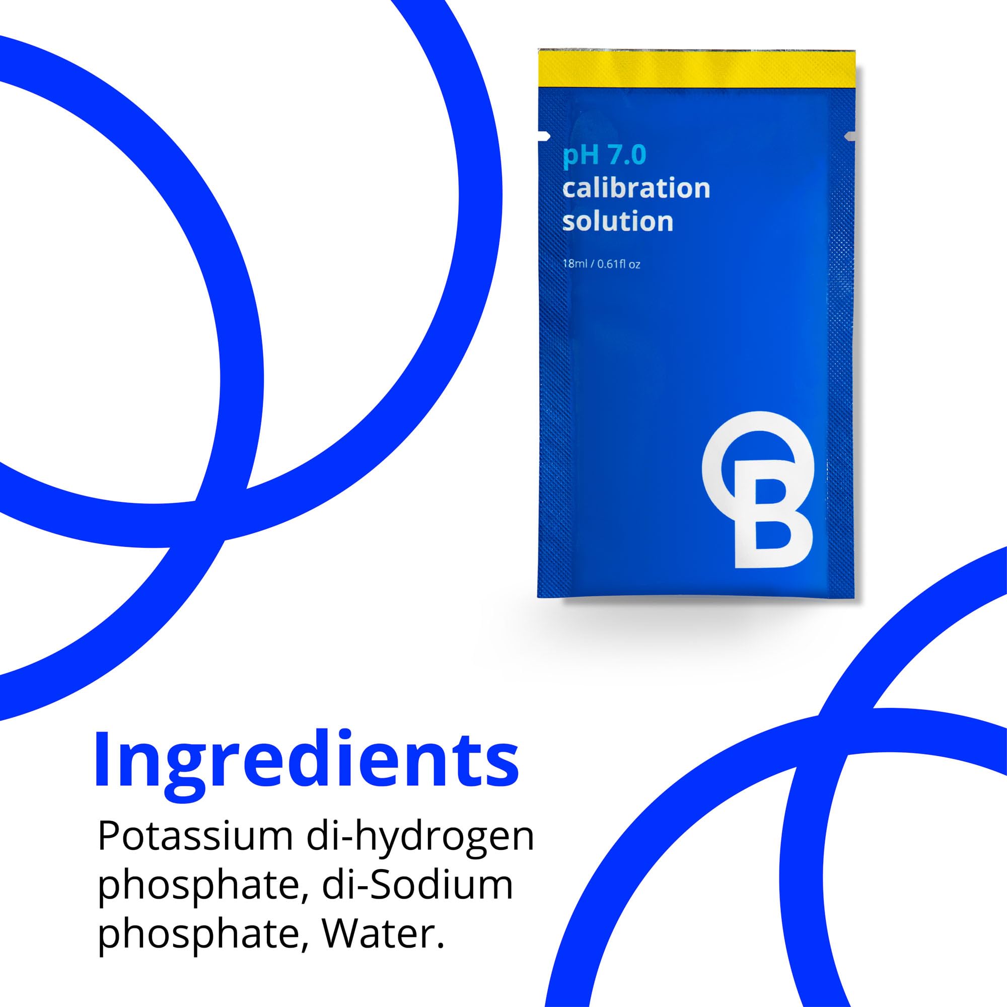 Bluelab pH 7.0 Calibration Solution Sachets - Ideal for pH pH Pens & pH Probes for Precise Meter & Probe Accuracy, 18 ml Each, for Hydroponics, Gardening, Growing Tents - 30 Sachet Box