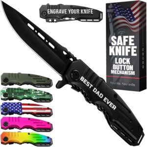 gifts for men - stocking stuffers for adults - mens gifts ideas - cool pocket knife ‘best dad ever’ - best christmas gifts for dad husband - holiday gift for stepdad father - 6681 bde