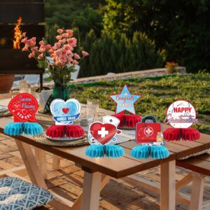 INNORU Nurse Graduation Table Honeycomb Centerpieces, Congrats Nurse RN Grad Party Table Toppers Nursing School Graduation Decoration Supplies Medical Theme Table Centerpieces 9 PCS