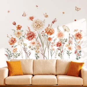 decalmile boho flower wall decals wildflower garden floral grass wall stickers girls bedroom living room kitchen wall decor gifts for mom