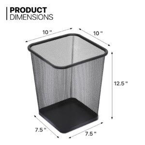 MoNiBloom 5-Gallon Square Mesh Trash Can for Office Small Metal Wire Garbage Bin Wastebasket for Home Bedroom Under Desk Dorm Room Lightweight Open-Top Waste Paper Recyling Basket (Black, 2-Pack)