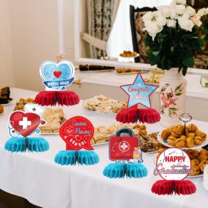 INNORU Nurse Graduation Table Honeycomb Centerpieces, Congrats Nurse RN Grad Party Table Toppers Nursing School Graduation Decoration Supplies Medical Theme Table Centerpieces 9 PCS