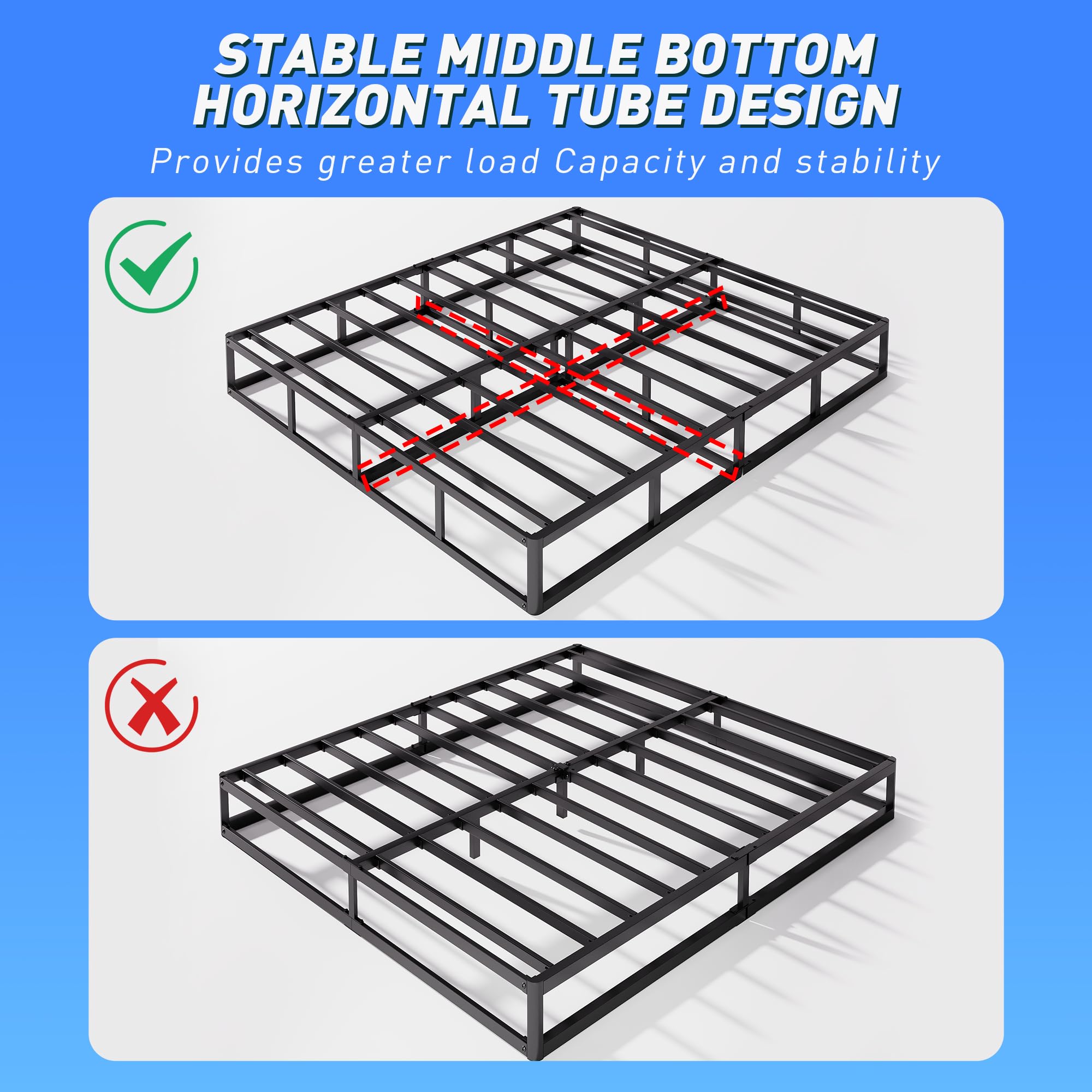 NONOSAMA Queen-Box-Spring, 9 inch Box Spring for Queen Bed，Metal High Profile Box Spring Queen,Mattress Foundation,Easy to Assemble,Heavy Duty,No Squeaky