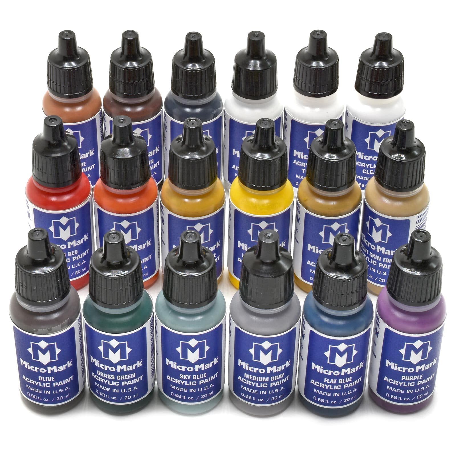 Micro-Mark Basic Color Model Paint Set - Versatile Paint Set for Models, Miniatures, Game Figures, Canvas, and Crafts