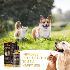 T-RUNHEMP|Hemp Oil for Dogs Cats - Helps Pets Calming Drops Anxiety and Stress Relief, Pain Relief Inflammation, Joint Health Pet's Calming Treat Omega 3, 6, 9 and Vitаmins B, C, E