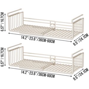 Finnhomy 2 Pack Under Cabinet Shelf Basket Organizer,Under Shelf Wire Basket Hanging Storage Baskets,Adjustable Under Cabinet Shelf,Metal Wire Rack Baskets,Adjustable from 14.2” to 23.6”,