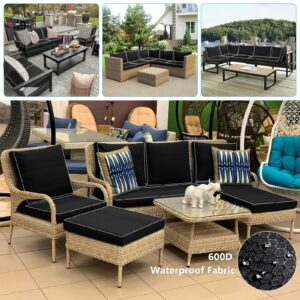 COSHNIBI Outdoor Cushion Covers 24'' X 24'' X 4'', Water Resistant Patio Seat Cushion Slipcovers Replacement, Anti-UV Cushion Cover for Sofa, Couch & Lounge Seat - 4 Pack, Covers Only, Black