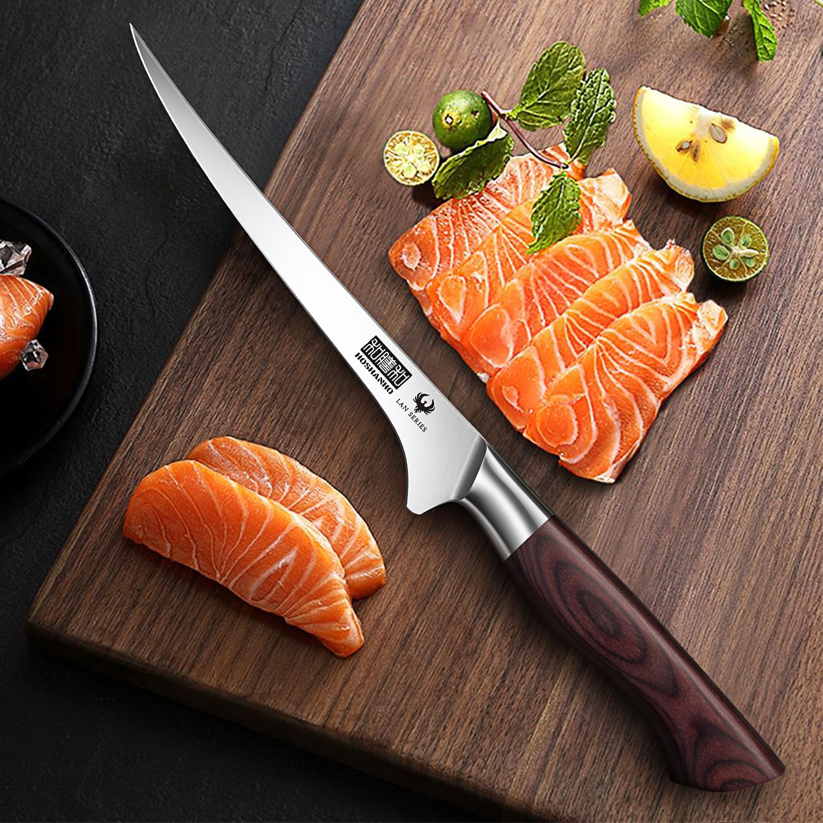 HOSHANHO Fillet Knife 7 Inch, Professional German High Carbon Steel Boning Knife for Meat, Ultra Sharp Japanese Fish Fillet Knife with Ergonomic Wood Handle