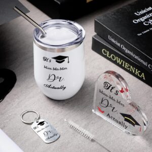 Gerrii 3 Pcs Phd Degree Gifts Set It's Miss Ms Mrs Dr Actually, Dr Gift Includes Insulated Tumbler 12 oz Acrylic Heart Decor Stainless Steel Keychain for Friend Men Women Graduation 2024 Appreciation