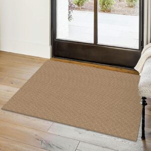 Ivissy Small Braided Rugs 2x3 Ft Area Rugs for Entryway Washable Rug Throw Rugs with Rubber Backing Cotton Woven Door Mat Indoor Entrance Front Door Rugs for Foyer Bathroom Kitchen, Tan/Brown