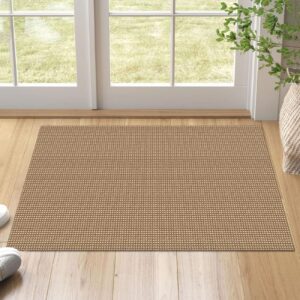 ivissy small braided rugs 2x3 ft area rugs for entryway washable rug throw rugs with rubber backing cotton woven door mat indoor entrance front door rugs for foyer bathroom kitchen, tan/brown