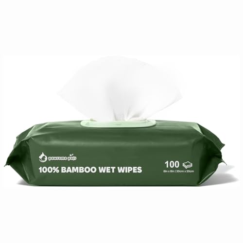 Bamboo Grooming Wet Wipes for Dogs and Puppies, Cleaning & Deodorizing Dog Wipes, Hypoallergenic Pet Wipes for Sensitive Skin, with Organic Aloe Vera & Shea Butter, 100 Count, Puppy Essentials