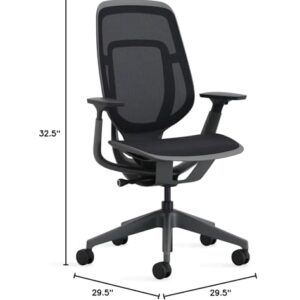 Steelcase Karman Mesh Ergonomic Desk Chair - Adjustable Desk Chair - 4 Points of Adjustability - Lumbar Support - Black Frame & Black Mesh