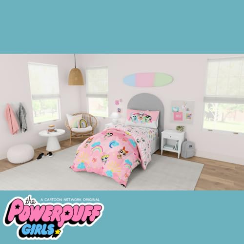 Franco Collectibles Powerpuff Girls Bedding 5 Piece Super Soft Comforter and Sheet Set with Sham, Twin, (100% Official Licensed Product)