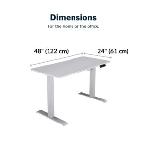 Vari Essential Height Adjustable Electric Standing Desk - Home Office Standing Desk with VariDesk Sturdy T-Legs - Quiet Motorized Standing Desk - 48x24 Inch Small Standing Desk - White, 1 Box