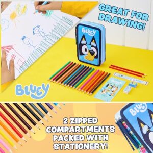 Bluey Filled Pencil Case with Stationery for Kids, School Supplies Coloring Pencils, Notepad - Gifts for Kids