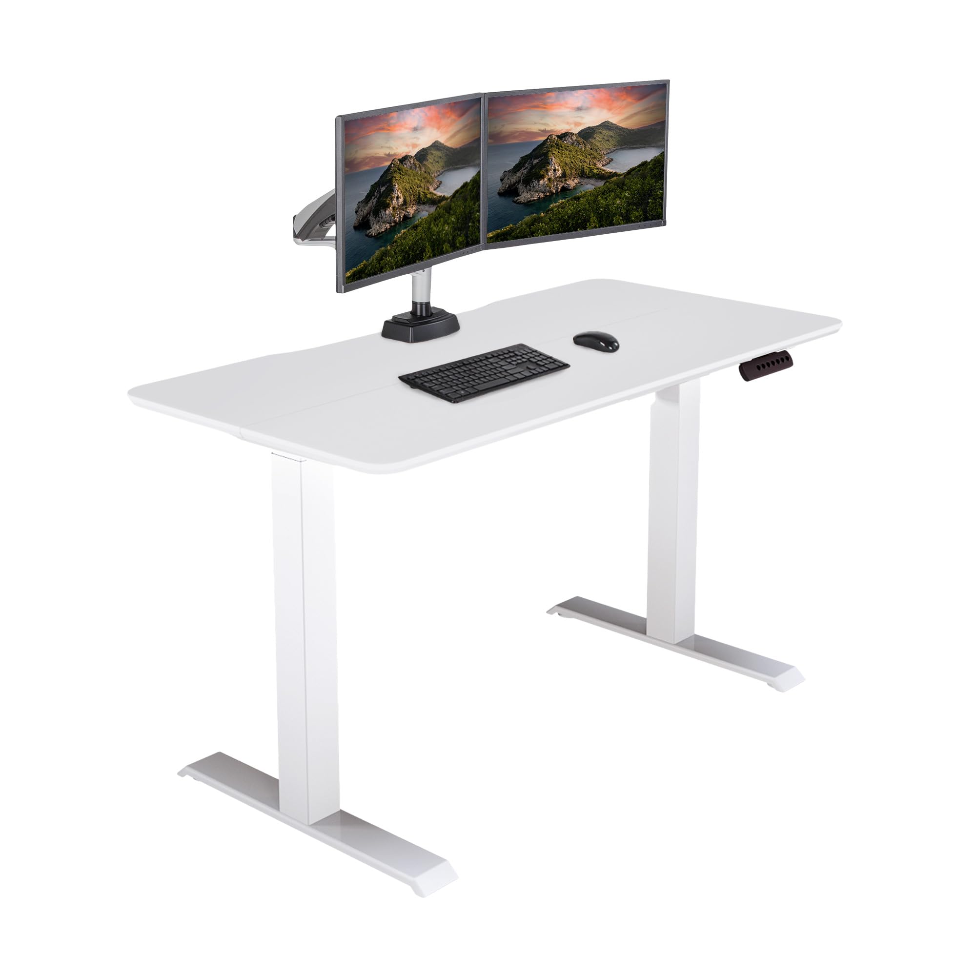 Vari Essential Height Adjustable Electric Standing Desk - Home Office Standing Desk with VariDesk Sturdy T-Legs - Quiet Motorized Standing Desk - 48x24 Inch Small Standing Desk - White, 1 Box