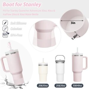 Stanley Cup Accessories Set Including 6 Pcs Silicone Spill Proof Stopper, 2 Pcs Straw Cover Cap for 9-10 mm Straws, 1 Pcs Silicone Boot for Stanley Cup Stanley 40oz & 30oz Tumbler (ROSE QUARTZ)