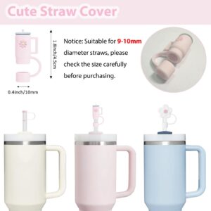 Stanley Cup Accessories Set Including 6 Pcs Silicone Spill Proof Stopper, 2 Pcs Straw Cover Cap for 9-10 mm Straws, 1 Pcs Silicone Boot for Stanley Cup Stanley 40oz & 30oz Tumbler (ROSE QUARTZ)