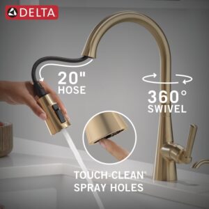 Delta Faucet Boyd Kitchen Faucet with Soap Dispenser, Kitchen Faucets with Pull Down Sprayer Gold, Kitchen Sink Faucet with Magnetic Docking Spray Head, Champagne Bronze 19893Z-CZSD-DST