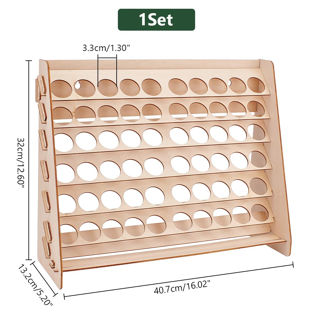 PH PandaHall Paint Rack Organizer 60 Holes Wooden Paint Storage Organizer Stand Display Craft Paint Holder Pigment Ink Bottle Paints Tool Storage for Miniature Paint Set Hole: 1.3 inch