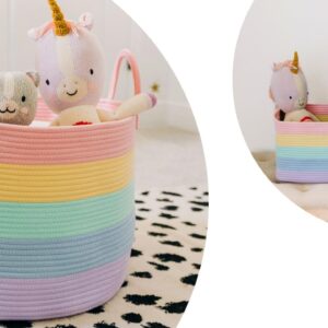 Wide Blanket Basket + Set of 3 Shelf Baskets - RAINBOW