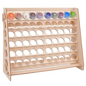 ph pandahall paint rack organizer 60 holes wooden paint storage organizer stand display craft paint holder pigment ink bottle paints tool storage for miniature paint set hole: 1.3 inch