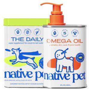 native pet pack leaders bundle - daily dog multivitamin (7 oz.) & omega oil for dogs (8 oz.)