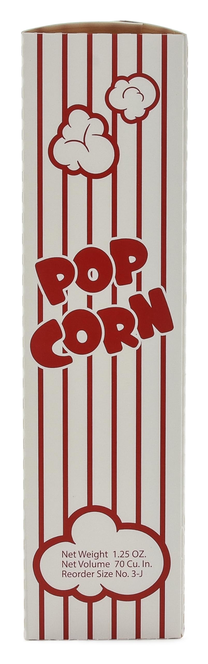 Snappy 3J Red and White Close Top Popcorn Boxes, 1.25 Oz, 25 Count