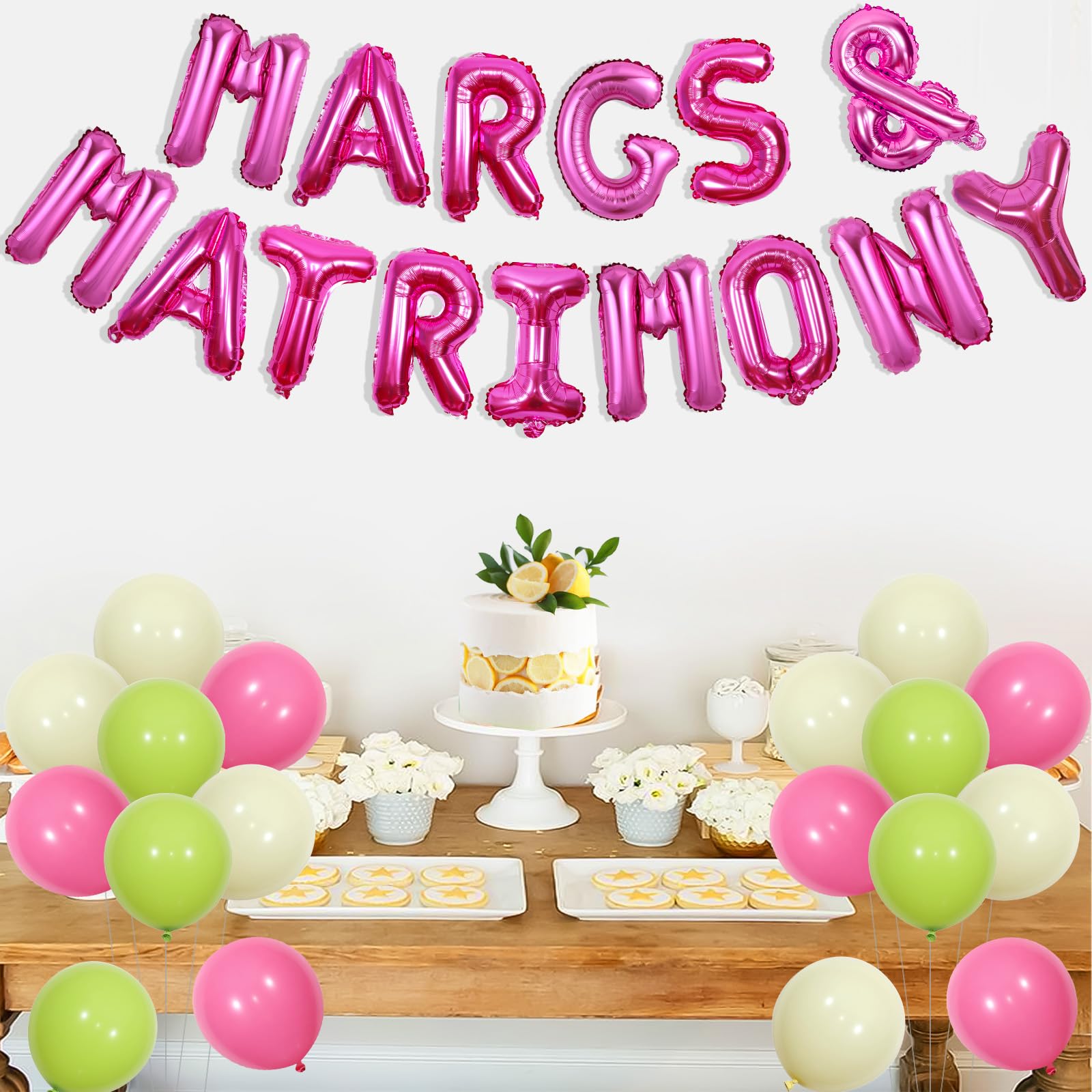 Wonmelody Margs and Matrimony Bachelorette Decorations Margs and Matrimony Balloon Banner Lime and Diamond Ring Balloon Mexican Fiesta Bridal Shower Carnival Cinco De Mayo Wedding Engagement Decor