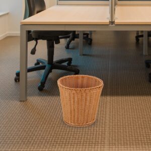 ABOOFAN Round Rattan Waste Baskets Wicker Woven Trash Can Rustic Garbage Containers Bin Flower Baskets for Home Bathroom Kitchen Office Brown