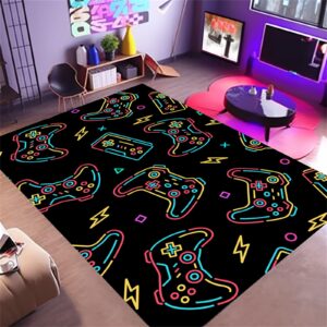 osimiccp gaming rug for boys room,3'x5' non slip neon gamer rug,3d printed playstation rug for bedroom living room gaming room decor