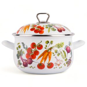 vegetable garden belly deep stock pot with decorated lid, stock pot with glass lid, cooking pot with lid and handles, multipurpose pot use for home kitchen (4-qt. (3.8 l))