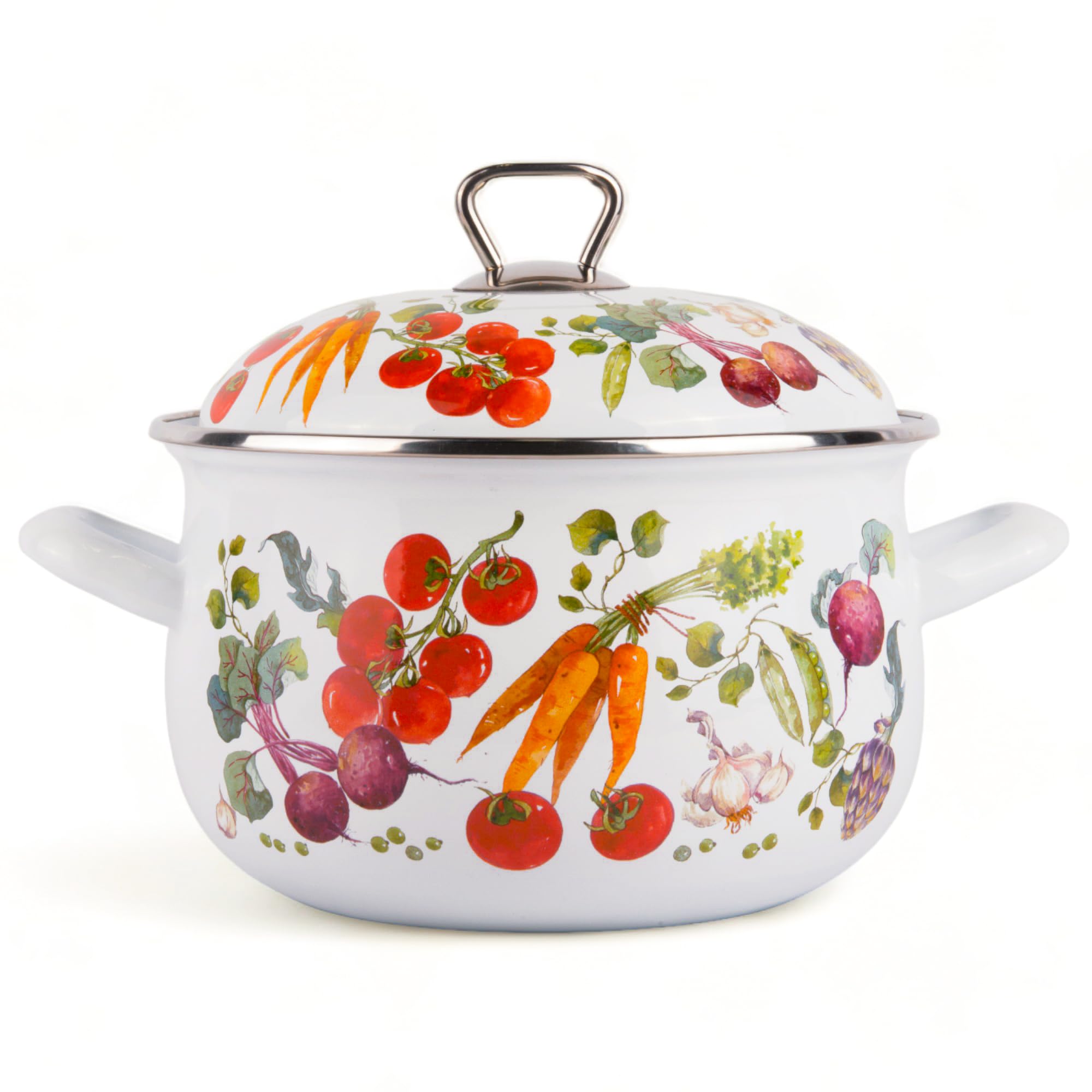 Vegetable Garden Belly Deep Stock Pot with Decorated Lid, Stock Pot with Glass Lid, Cooking Pot with Lid and Handles, Multipurpose Pot Use for Home Kitchen (4-qt. (3.8 L))