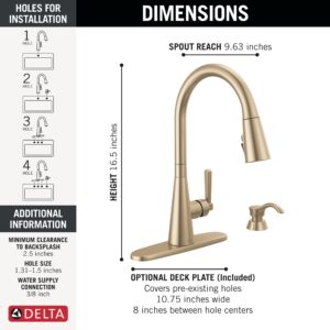 Delta Faucet Boyd Kitchen Faucet with Soap Dispenser, Kitchen Faucets with Pull Down Sprayer Gold, Kitchen Sink Faucet with Magnetic Docking Spray Head, Champagne Bronze 19893Z-CZSD-DST