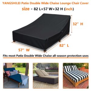 Patio Furniture Covers for double Chaise Lounge,100% Waterproof Lounge Chair Covers for Outside Patio Lounge Chair,Outdoor Couch Cover for Double Wide Wicker Daybed Chaise Lounge Chair (Black)