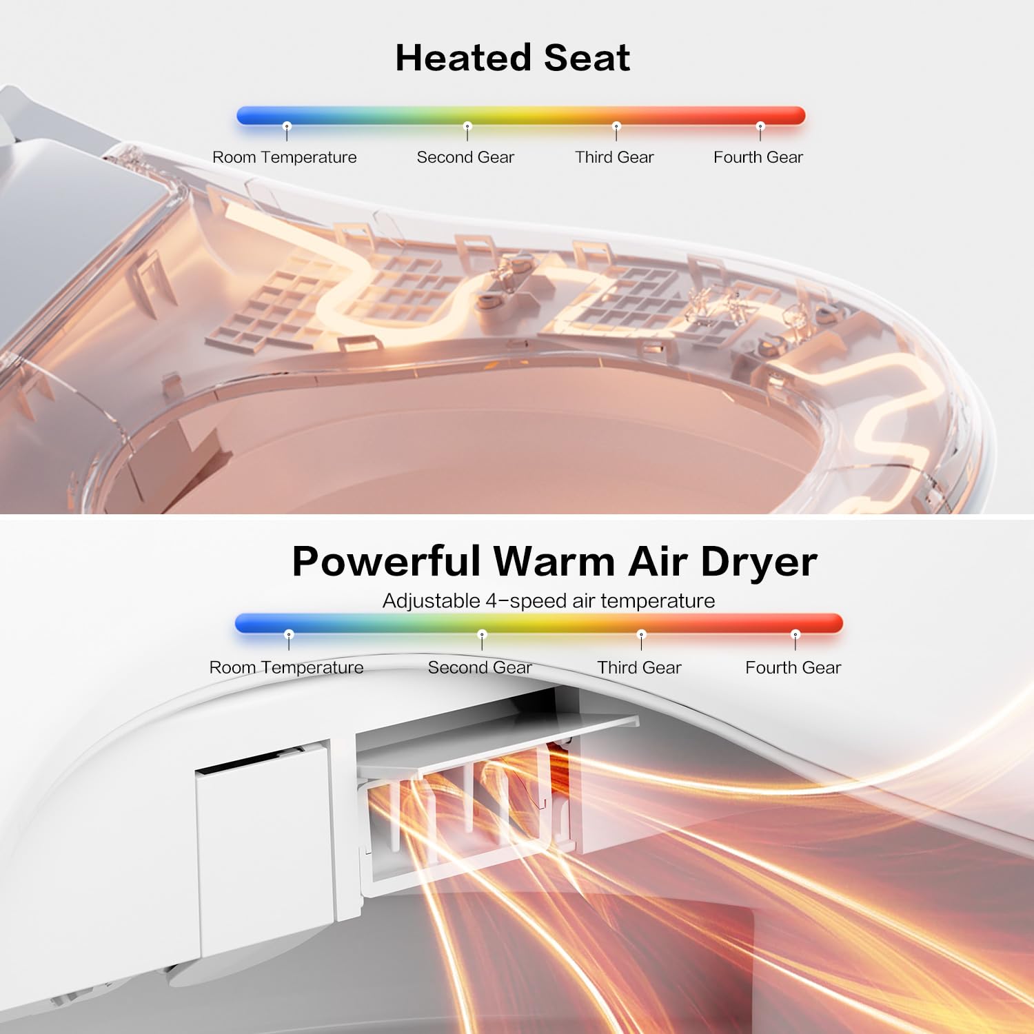 Smart Toilet with Bidet Built in, Foot Sensor Modern Bathroom Toilet Bidet Combo with Auto Flush, Bidet Warm Water, Heated Bidet Bidet Seat, Dryer, Night Light, Remote, Elongated (T20S)