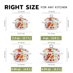 Vegetable Garden Belly Deep Stock Pot with Decorated Lid, Stock Pot with Glass Lid, Cooking Pot with Lid and Handles, Multipurpose Pot Use for Home Kitchen (4-qt. (3.8 L))