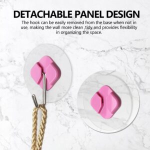 evron 304 Stainless Steel Wall Hooks, Self Adhesive Utility Hooks for Hanging Heavy Duty 30lbs (6Pcs Pink, Diamond)