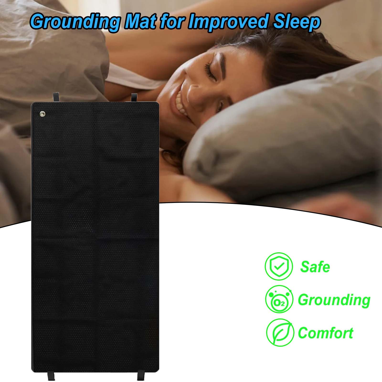 Grounding Mat for Bed, 27 x 71 Inch Breathable Grounding Mattress Cover Pad Grounding Mats for Improved Sleep & Wellness, Pain Relief, Energy, Inflammation, Includes Grounding Cord