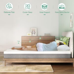 Novilla Twin XL Mattress, 6-Inch Gel Memory Foam Mattress for Cool Sleep & Pressure Relief，Medium Firm XL Twin Size Mattress in a Box, Bliss